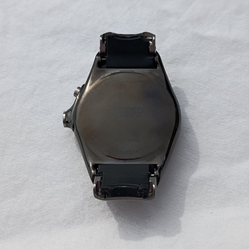 Seiko Kinetic Watch Gray Dial Stainless Steel No Strap/Band - PARTS ONLY - Picture 2 of 8